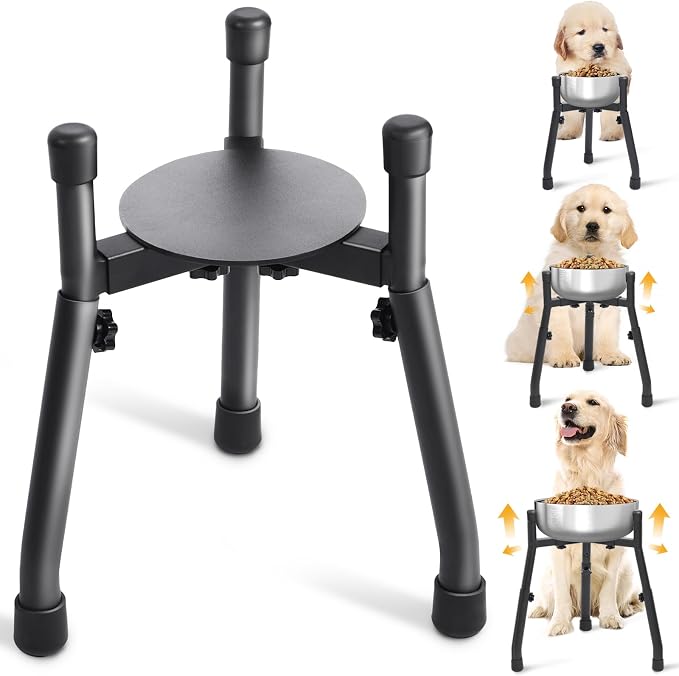 Adjustable Raised Metal Dog Bowl Stand, 3 Heights, Bowl Not Included | Adjustable 6.3-10.2 Inch Width, Heights of 8.8, 10.8 and 12.5 Inches, Fits Medium and Large Dogs, 1 Pack by CatAve
