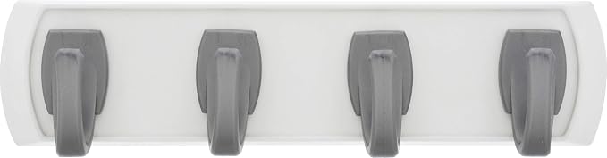 HIGH & MIGHTY 515305 Key Rail Organizer Hook Rail, Easy Tool-Free Dry Wall Installation, Holds up to 5lbs, Small, White & Silver - Image 2