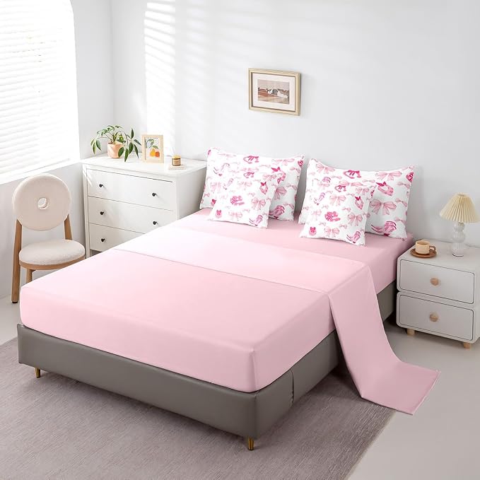 Erosebridal 7 Piece Western Cowgirl Comforter Set Full Bed in a Bag,Pink Bowknot Bow Bedding Set for Girls Women,Rustic Farmhouse Quilt,Vintage Cowboy Hats Boots Duvet Set,Funky Disco Ball Sheet Set - Image 4