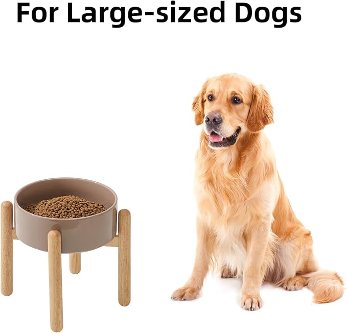 Havniva Elevated Dog Bowls Ceramic Dog Bowls with Stand, Dog Food Bowl | 8.3” Raised Dog Bowls with Non-Slip Wood Stand, Dog Food and Water Bowl Set, Dog Feeding Bowls for Large Dogs - Image 4