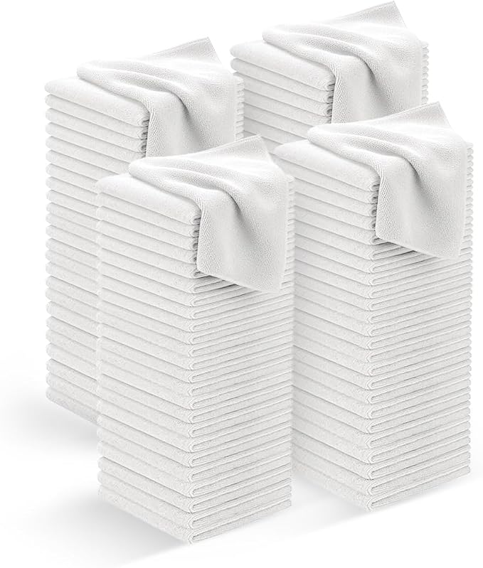 Avalon Towels Microfiber Cleaning Cloths (Value Pack of 100) - Size 12 x 12 Inches, Highly Absorbent Cleaning Rags, Lint Free, Reusable and Washable, Microfiber Towels for Cars by AvalonTowels