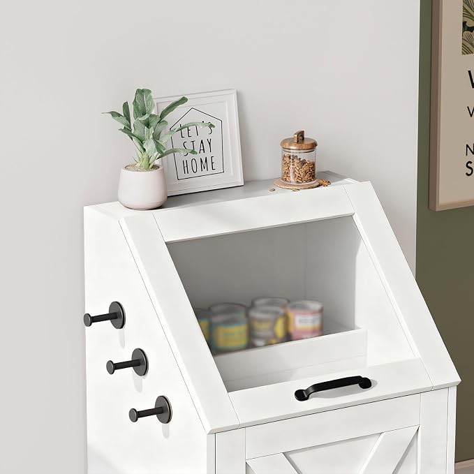 Dog Feeding Station with Storage Cabinet and 2 Elevated Dog Bowls, Hidden Pet Food Storage Organizer for Dog &Cat,Modern Dogs Furniture (White) - Image 8