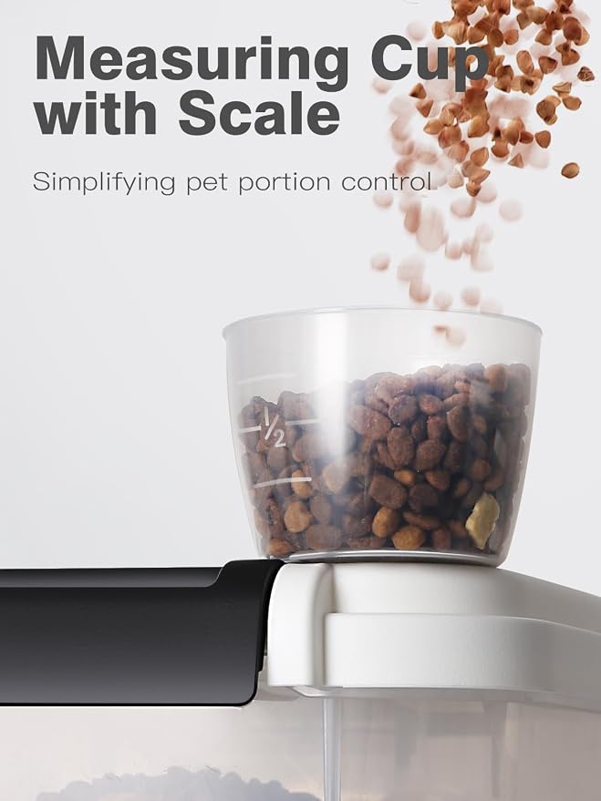LivLab Mker Airtight Dog Food Storage Container 20 lbs, Pet Food Storage Bin with Lid 4 lbs & 6 lbs & 10 lbs, 3 Pack, Cat Treat Container, Stackable, 3 Measuring Cup, Save Space,White - Image 3