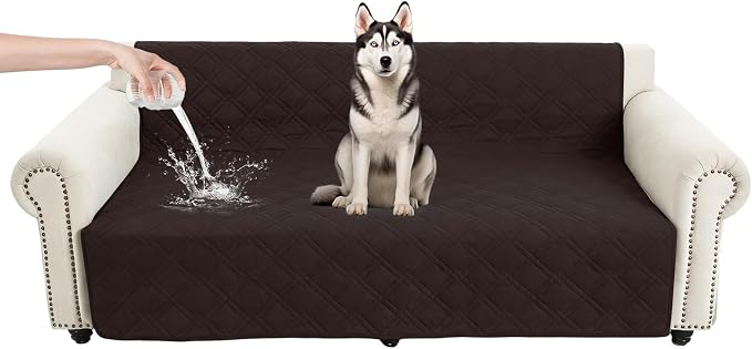 100% Waterproof Dog Bed Cover Pet Blanket 52"x82", 7-Layer Reversible Washable Bed Mat for Furniture Couch Sofa Car (Chocolate+Coffee) by Unknown