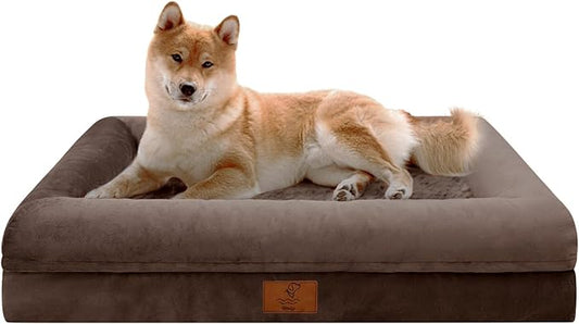 Washable Dog Bed Orthopedic Waterproof for Medium Sized Dogs | 360 Degree Bolster Support, Egg Crate Foam, Waterproof Liner, Non-Slip Bottom, Machine Washable Cover, 33 x 25 Inch by Yiruka