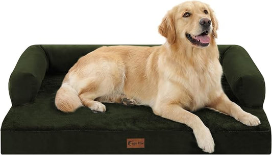Waterproof Orthopedic Dog Bed for Large Dogs, 36x27in, Olive Green | Orthopedic Foam Relieves Joint Pressure, Bolsters Supports Head And Neck, Washable Cover, Non-Slip Bottom by CasaPaw