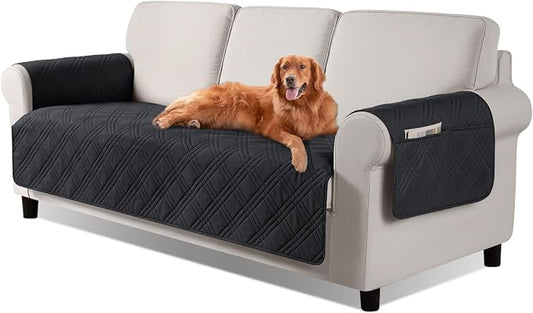 TAOCOCO Waterproof Sofa Covers for Dogs Pets with Non Slip Backing, Couch Seat Covers with Side Pocket for 3 Cushion Couch Washable Dog Couch Cover Protector Sofa Slipcovers(Sofa, Black) by TAOCOCO