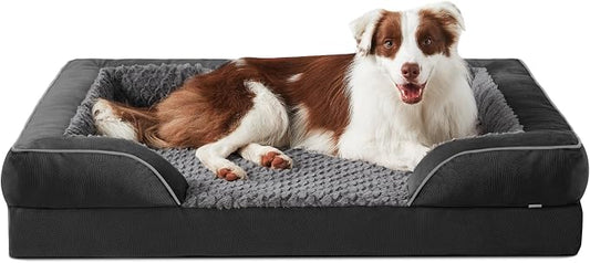 INVENHO Orthopedic Dog Bed for Large Dogs, Washable Waterproof, Egg-Crate Foam Dog Couch Bed with Washable Removable Cover, Waterproof Lining and Nonskid Bottom by INVENHO