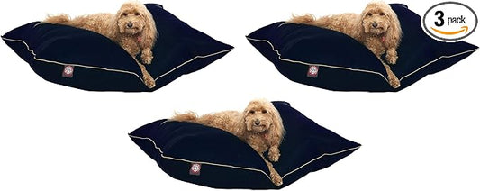 Majestic Pet Rectangle Medium Dog Bed Washable – Non Slip Comfy Pet Bed – Dog Crate Bed Super Value Pillow Dog Bed – Dog Kennel Bed for Sleeping - Dog Bed Medium Breed 35 x 28 Inch – Solid Blue by MajesticPet