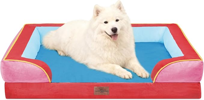 Comfort Expression Orthopedic Dog Beds for Large Sized Dog with Bolster | Waterproof Dog Couch Bed with Washable Cover & Non-Slip Bottom, Supportive Egg Crate Foam Large Pet Bed, 36x27 Inch by ComfortExpression