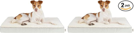 Best Pet Supplies Cute Dog Crate Mat Flat Bed with Waterproof Exterior, Thick Orthopedic Egg Foam Mattress, and Soft Sherpa Fleece Cover for Small, Medium, and Large Breeds - Beige, 30X20X3 by BestPetSuppliesLLC
