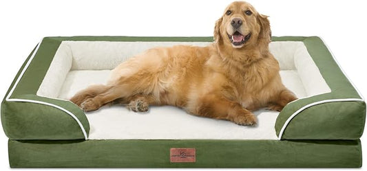 Comfort Expression Orthopedic Dog Bed for Extra Large Dogs with Bolster | Waterproof Dog Couch Bed with Washable Cover & Non-Slip Bottom, Supportive Egg Crate Foam XL Pet Bed, 42x30 Inch by ComfortExpression