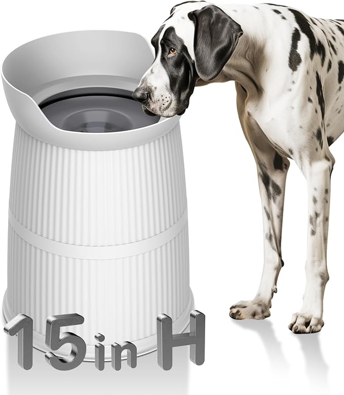Salodal Elevated Dog Bowls Large Sized,15.4in High Raised Stand,4.4L No Spill Dog Water Bowl,Stainless Steel Bowl,Adjustable,Non-tip,Non-Slip, Water Dispenser for Large Medium Pets by Salodal