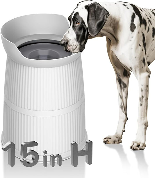 Salodal Elevated Dog Bowls Large Sized,15.4in High Raised Stand,4.4L No Spill Dog Water Bowl,Stainless Steel Bowl,Adjustable,Non-tip,Non-Slip, Water Dispenser for Large Medium Pets by Salodal