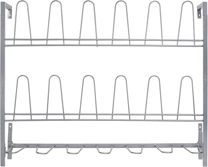 MyGift Wall Mounted Silver Metal Shoe & Boot Rack Organizer, 9 Pairs | Vertical footwear storage keeps shoes and boots neatly organized while maximizing floor space in closets, mudrooms, and entry - Image 5