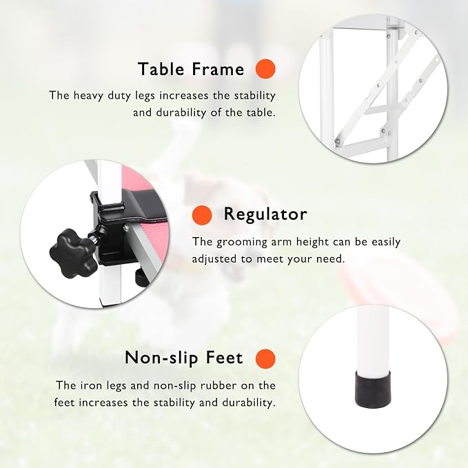 LEIBOU 36-inch Height Adjustable(23''~33.8'') and Foldable Pet Dog Grooming Table with Grooming Arm & 2 Noose for Dog Cat Pet Grooming Maximum Capacity Up to 260lbs - Image 7