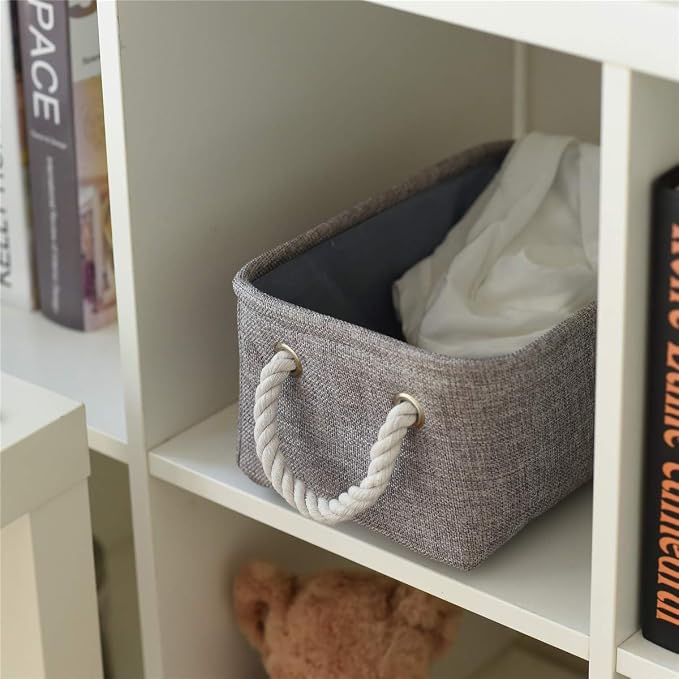 TheWarmHome Storage Bins Basket - Storage Baskets for Organizing Shelves,Home Closet Organizer for Book Shelf Organization,Fabric Storage Cubes,Medium Decorative Grey Basket Gift - Image 9