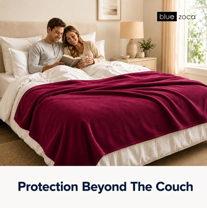 Waterproof Blanket | Machine Washable Dog Bed Cover | Waterproof Pet Blanket for Couch, Bed & Car | Cat & Dog Blankets for Large Dogs, Pets & Adults | Travel Size - 65x50in Merlot - Image 2