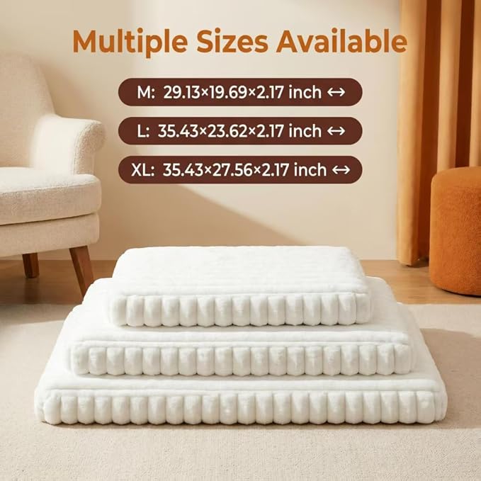 Dog Beds for Large Dogs, Orthopedic High Density Egg Crate Foam Pet Bed with Waterproof Liner, Washable Ribbed Plush Dog Crate Pad with Durable Edges, XL (35.4"x27.5"), Cream - Image 3