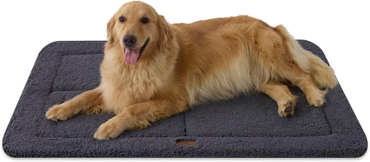 Joydeco Low Profile Dog Crate Mat Reversible Bed Pad, Washable Dog Pad Mat with Ultra Soft Fleece, Compact Design Kennel Beds Mats for Extra Large Medium Small Pets, 44" x 32" Dark Gray by JOYDECO
