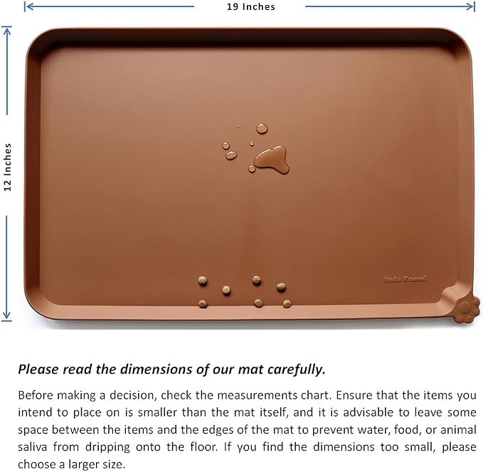 Hoki Found Silicone Pet Food Tray - Non Slip Pet Dog Bowl Mats - Cat Waterproof Mat for Carpet - Caramel - Image 5