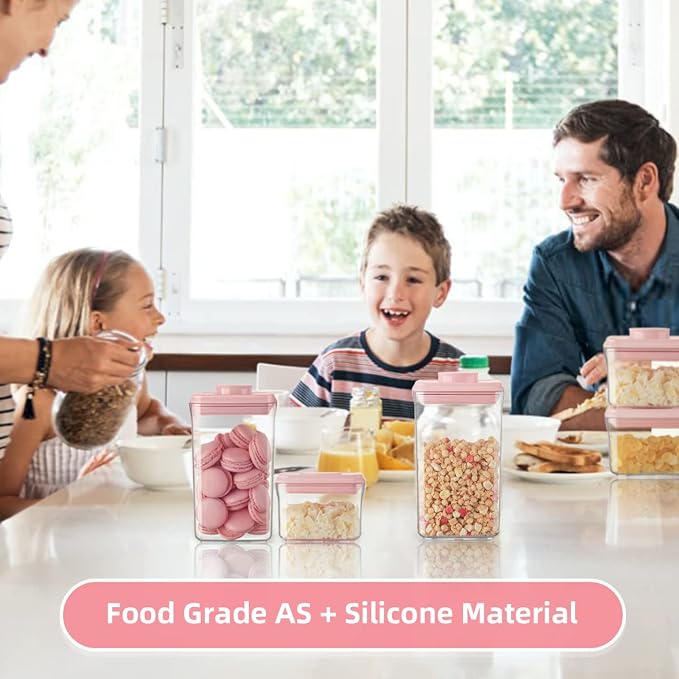 Ankou Airtight Food Storage Container - 7 Pcs One Button Handy Container Stackable Food Containers for Snacks Candy Salt Herbs Spices Coffee Bean Formula Popcorn BPA-Free Tight Seal - Image 5
