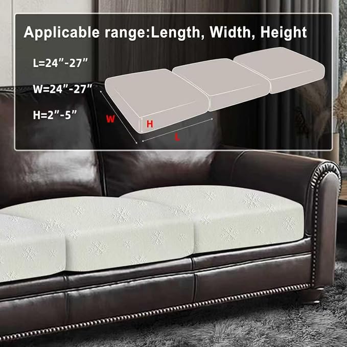 ANARACHON Couch Cushion Covers Sofa Seat Slipcovers Sets Couches Furniture Protector for Sectional Armchair Loveseat Pets Kids Stretch Milk Silk Fabric (3 Cushion Sofa, Snow Beige) - Image 3