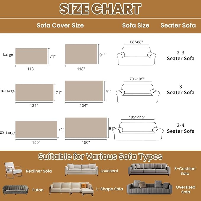 ROOMLIFE Boho Khaki Couch Covers for 3 Cushion Sofa, Couch Cover Sectional Sofa Cover for Dog, Washable Furniture Sofa Protector Cover Soft Blanket with Tassel for Living Room, 71''X134'' - Image 2