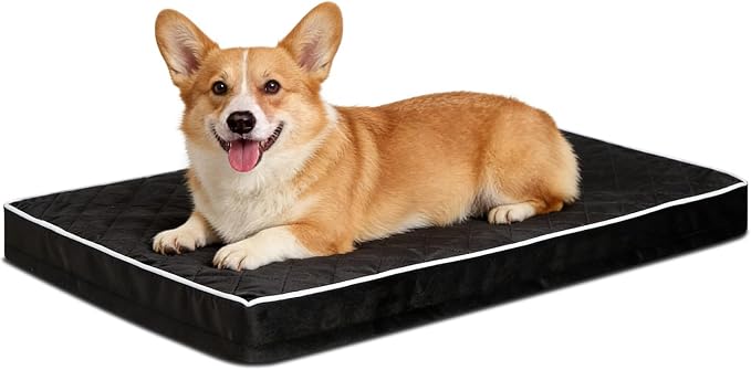 NUPIDA Orthopedic Dog Beds Large Sized Dog Waterproof Pet Kennel Pad with Removable Washable Cover and Non-Slip Bottom, 35x23 Inch, Black by NUPIDAPet%E2%80%99sHome