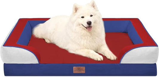 Comfort Expression Orthopedic Dog Beds for Large Sized Dog with Bolster | Waterproof Dog Couch Bed with Washable Cover & Non-Slip Bottom, Supportive Egg Crate Foam Large Pet Bed, 36x27 Inch by ComfortExpression
