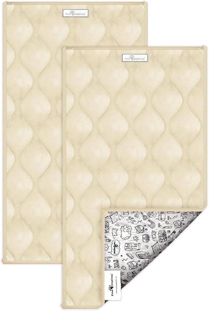 Paw Inspired Guinea Pig Cage Liners | Washable Fleece Bedding, Waterproof Bottom | Super Absorbent Pee Pad or Pet Bed Mat for Guinea Pigs, Ferrets, Rabbits, Hamsters, Small Animals (C&C 2x1, Tan) by HOME