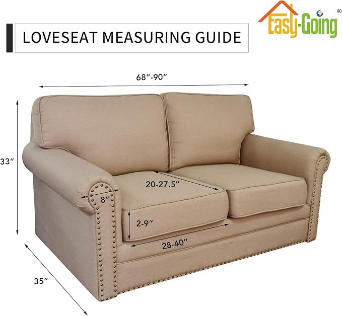 Easy-Going 3 Pieces Stretch Oversized Loveseat Couch Cover for 2 Cushion Couch Sofa Cover for Dogs Washable Sofa Slipcover Elastic Furniture Protector for Pets (Black, Oversized Loveseat) - Image 6