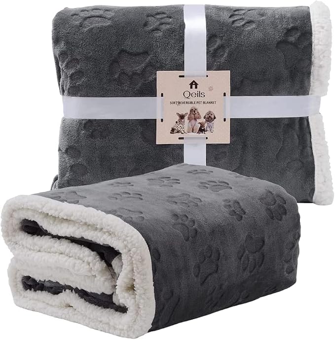 Qeils Dog Blankets for Large Dogs - Waterproof Cat Blanket Washable - Sherpa Fleece Puppy Blanket, Soft Plush Reversible Throw Protector for Bed Couch Car Sofa, 60"X80", Dark Grey - Image 5