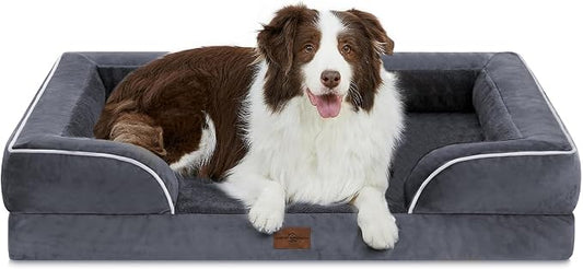 Comfort Expression Orthopedic Dog Beds for Large Sized Dog with Bolster | Waterproof Dog Couch Bed with Washable Cover & Non-Slip Bottom, Supportive Egg Crate Foam Large Pet Bed, 36x27 Inch by ComfortExpression