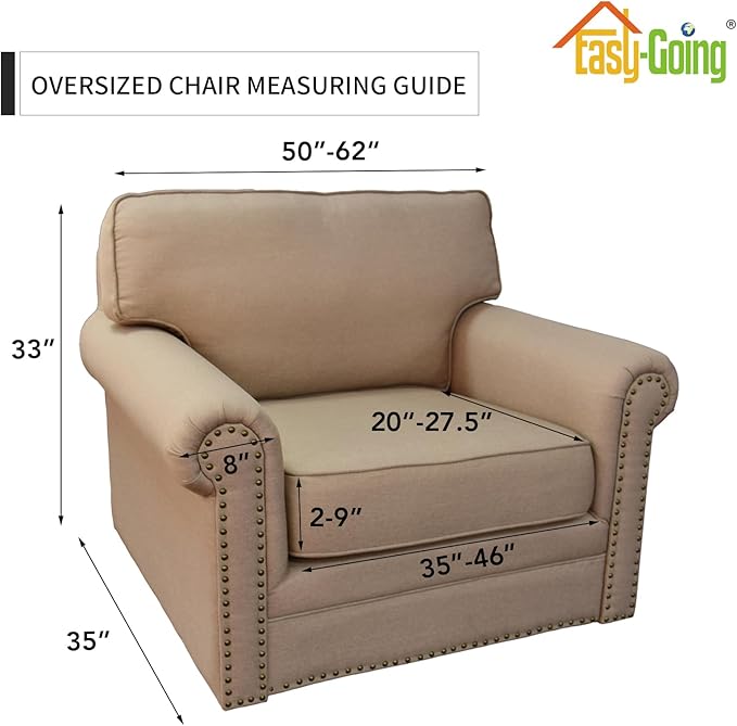 Easy-Going 2 Pieces Stretch Oversized Chair Couch Cover Sofa Cover for Dogs Sofa Slipcover for Separate Cushion Couch Jacquard Fabric Elastic Furniture Protector for Pets (Light Gray, Oversized Chair) - Image 6