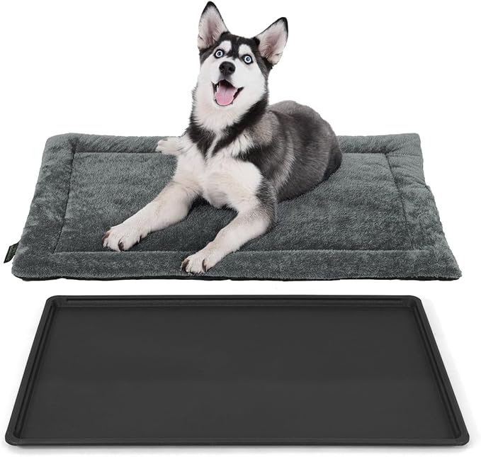 BOWHAUS Machine-Washable Dog Bed Pad & Tray for 42-Inch Kennel, Non-Slip Flat Cozy Sleeping Mat & Easy-Clean Plastic Replacement Crate Pan, Comfortable & Durable for Dogs, Rabbits, Cats, Various Pets by BOWHAUS