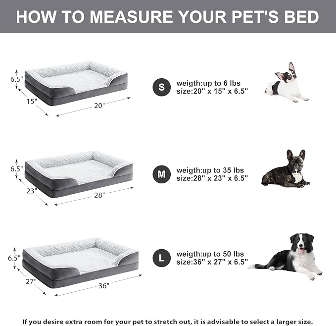 LEXTRO Washable Orthopedic Dog Bed, Waterproof Couch for Large Senior Dogs | 36x27 Inch Comfy Sleeping Dog Bed with Egg Crate Foam, Dog Sofa with Removable Cover, Waterproof Lining&Non-Slip Bottom - Image 4