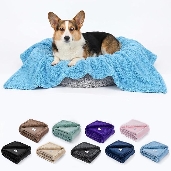 Blue Pet Blankets for Dogs Reversible Waterproof Pets Bed Cover Puppy Cat Blankets Leakproof Sofa Couch Washable Covers Doggie Beds Mats for Warm-Lake Blue,XL - Image 2