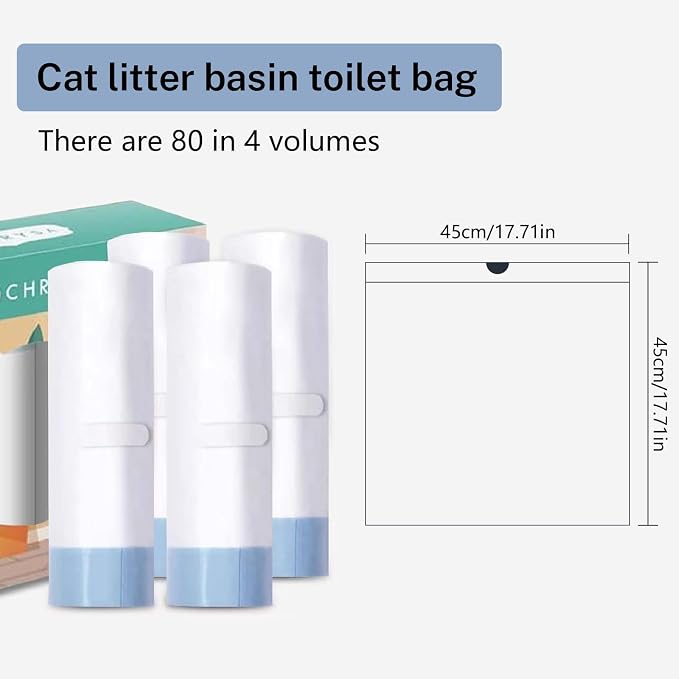 Waste Bags for Self-Cleaning Cat Litter Box | Replacement Extra Large Cat Litter Box Liners, 4 Rolls Drawstring Trash Bags for Robot,（80 Count ）20 x 18 Inches - Image 3