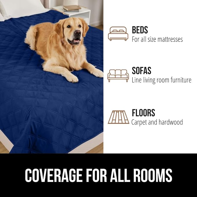 GORILLA GRIP® Waterproof Dog Blanket, 102x82, Leakproof Couch Cover for Dogs, Silicone Grip Backing, Protects Sofa, Sectional, Bed, Crate, Car & RV, Tear-Resistant Washable Pet Blanket Navy Blue - Image 8