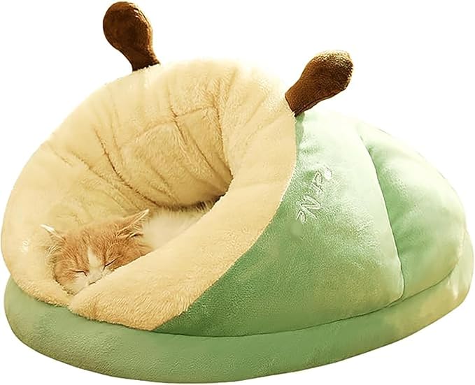 Small Dog and Cat Cave, Heated Pet Tent for Medium Puppies, Kitty Dogs, Cute Nest, Thick Fleece Warm Soft Sleeping Bag, Cozy Indoor Bed for Cats and Kittens (M, Green) by Unknown