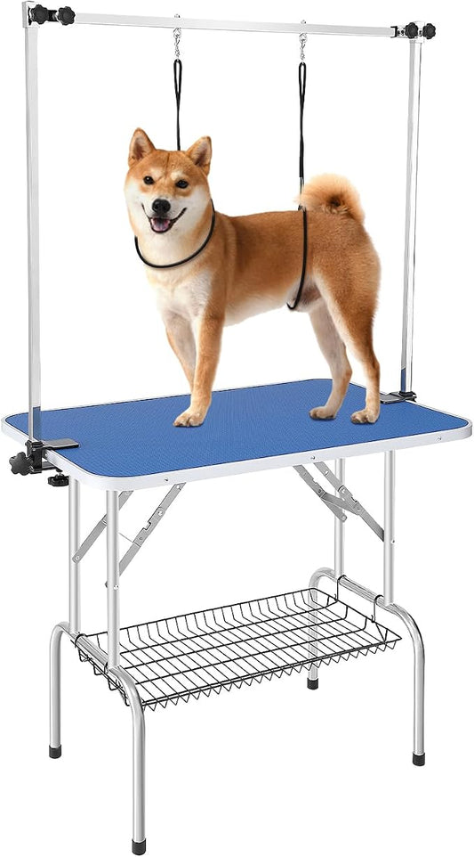 VEVOR Pet Grooming Table, 36 x 24 Inch with 2 Height Adjustable Arms, 330LBS Static Weight Capacity, Foldable Dog Groom Station with No-Sit Haunch Holder with Grooming Loop, for Medium and Small Dogs by VEVOR