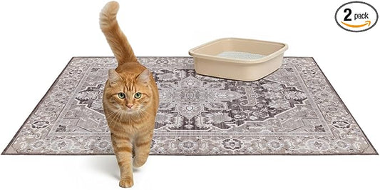 Lovewag Cat Litter Mat, Litter Box Mat, Caramel Creme, 36x48, 2 Pack | Washable litter mat cover, kitty litter mat & cat mat for litter box, litter trapping mat, prevents tracking, multi-cat by Lovewag