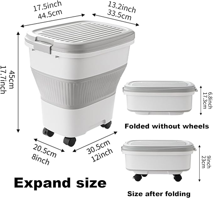 SEWIU 2pack 35 lbs Dog Food Storage Container,Collapsible Dog Food Container with Scoop,Pet Food Storage Containers to Keep Dry Food Fresh,Easy to Move - Image 3