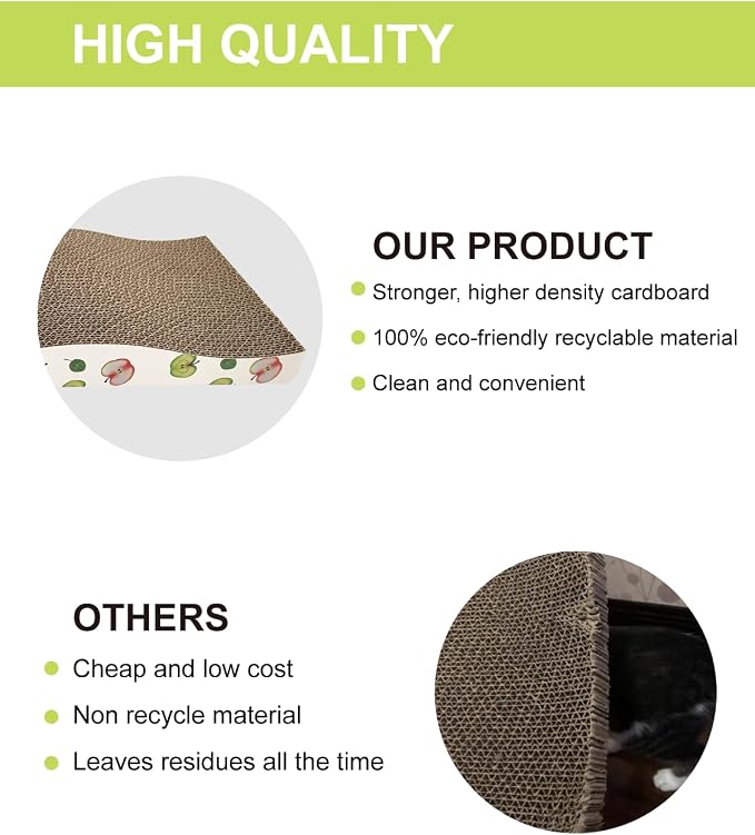 TIMHAKA Cat Scratching Board, Corrugate Cat Scratcher for Indoor Cats with Catnip, Cat Scratch Pad with Premium Scratch Textures Design, Cardboard Cat Scratcher with Double-Sided Usability (Pack of 2) - Image 5