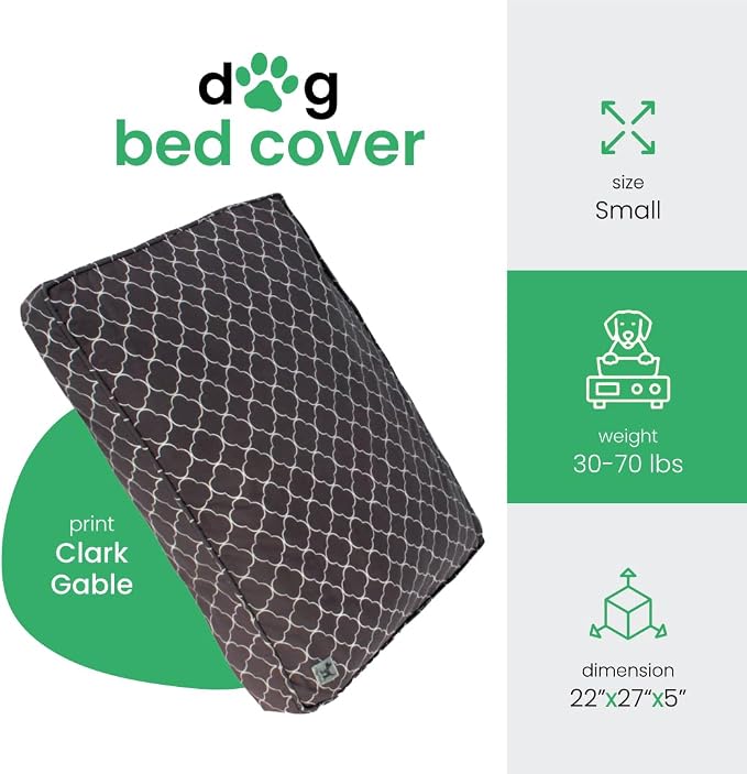 Molly Mutt Small Dog Bed Cover - Clark Gable Print - Measures 22”X27”X5’’ - 100% Cotton - Durable - Breathable - Sustainable - Machine Washable Dog Bed Cover (Dd70a) - Image 2