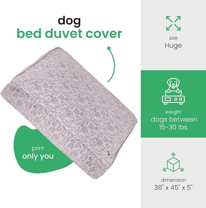 Molly Mutt Only You Dog Bed Duvet Cover, 100% Cotton Canvas Cover for Dog, Puppy, or Cat Bed, Durable, Washable, and Free of Harmful Chemicals, Huge, 36"x45"x5" - Image 2