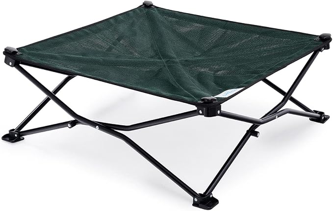 Coolaroo On-The-Go Elevated Dog Bed - Foldable Pop-Up Travel Dog Bed with Breathable, Moisture-Resistant Fabric, Carry Bag Included, Lightweight & Portable, Brunswick Green, Medium by Coolaroo