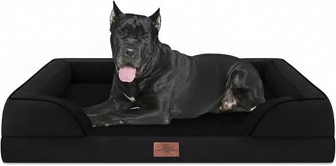 Comfort Expression Orthopedic Dog Bed for Extra Large Dogs with Bolster | Waterproof Dog Couch Bed with Washable Cover & Non-Slip Bottom, Supportive Egg Crate Foam Big Dog Bed, 53x42Inch by ComfortExpression