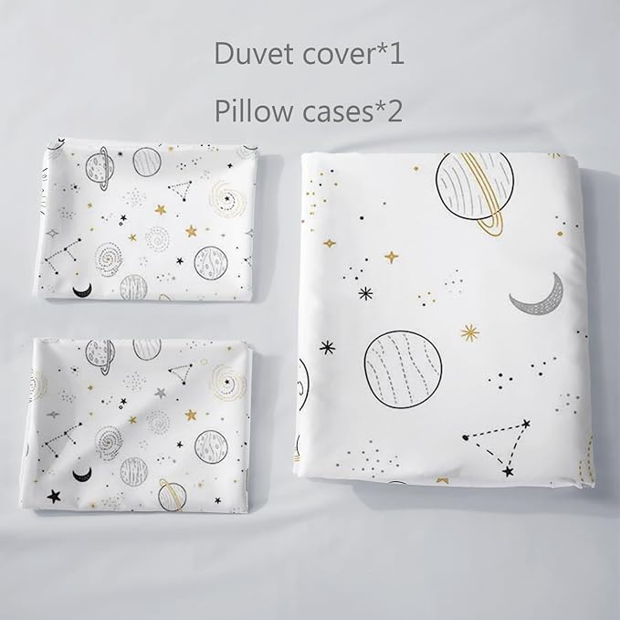 AILONEN Orbit Drawing Queen Duvet Cover Set 3 Piece, Gold Star Printed Bedding with 2 Pillowcases, Microfiber Zipper Closure, Adult Family Bedroom - Image 5